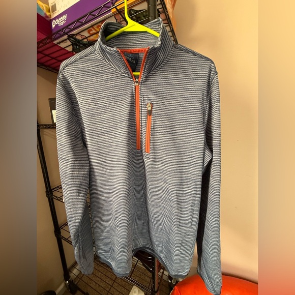 Prana Other - Prana Men's Gatten Striped lightweight fleece 1/4 zip - Navy and Orange Large